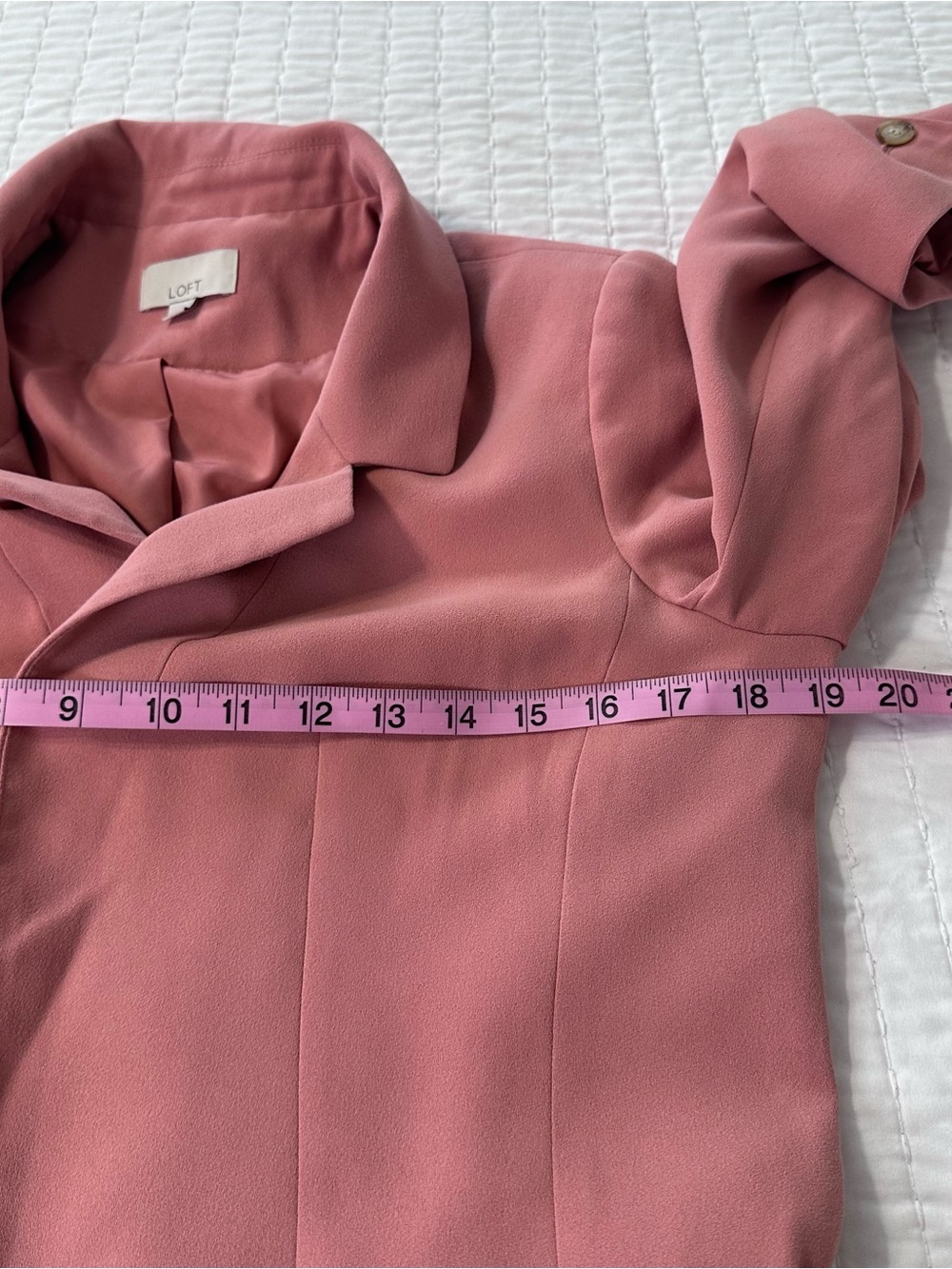 LOFT Pink Blush Open-Front Blazer Women’s 6 Bohemian 3/4 Sleeves Flap Pockets - Picture 8 of 14